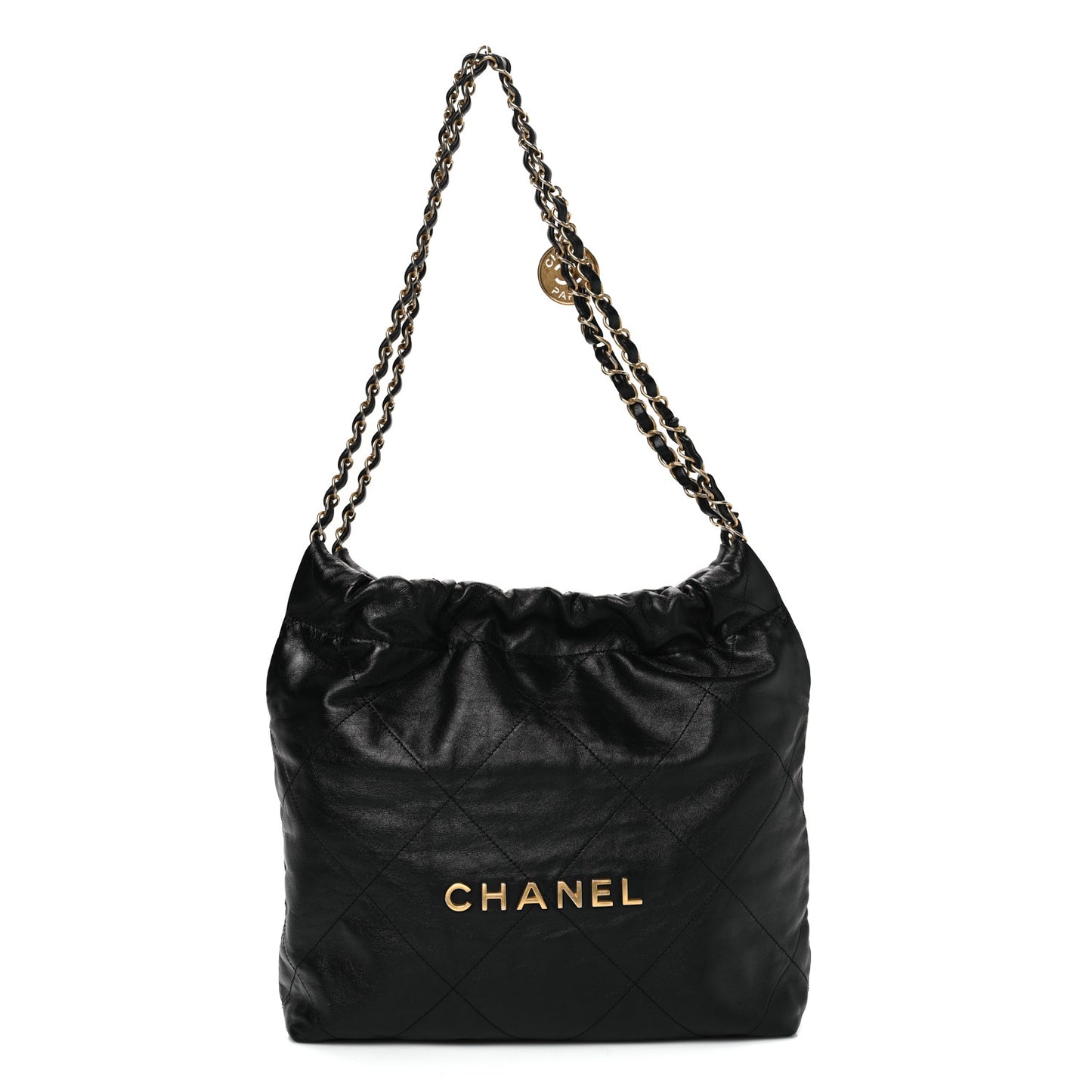 Shiny Calfskin Quilted Small Chanel 22 Black