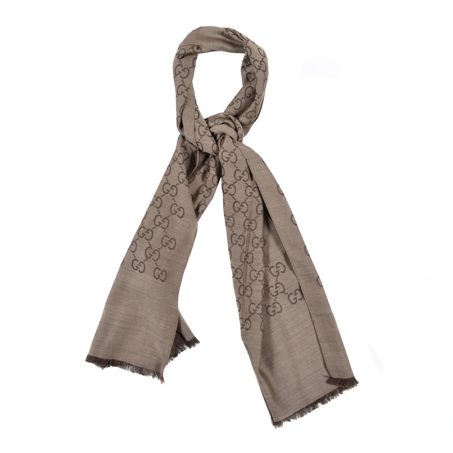 Wool Silk GG Monogram GGNat Scarf Rope Dark Brown