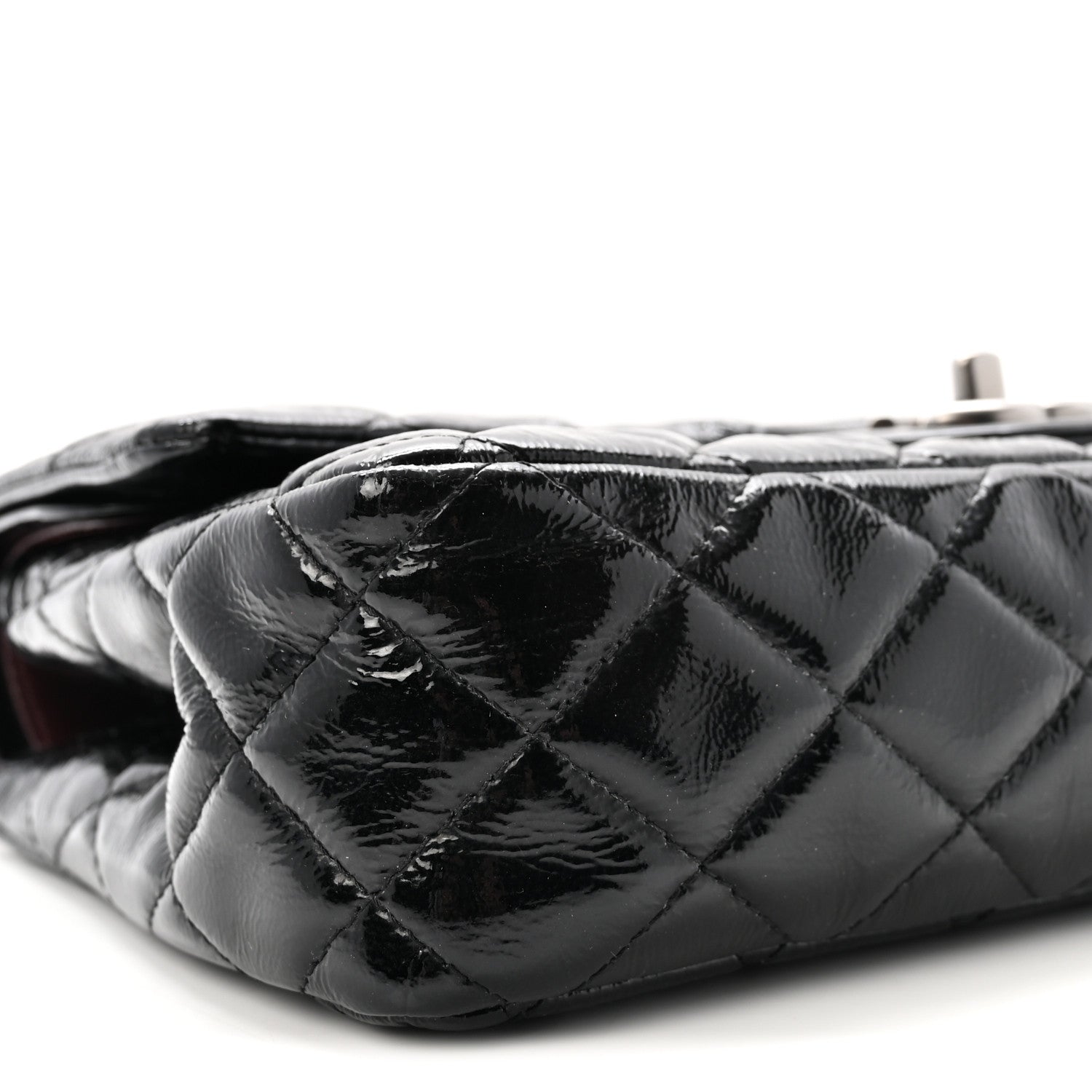 Chanel Crumpled Patent Quilted Medium Double Flap Black 9 of 11