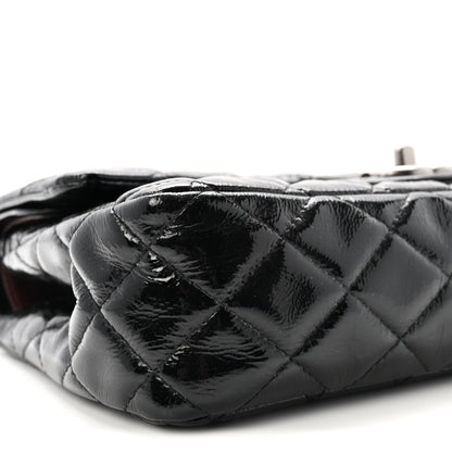Chanel Crumpled Patent Quilted Medium Double Flap Black 9 of 11