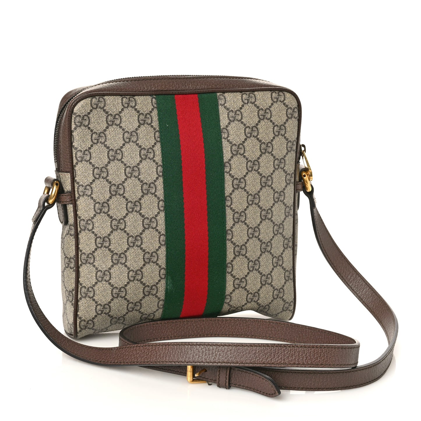 GG Supreme Monogram Web Small Ophidia Messenger Bag Brown