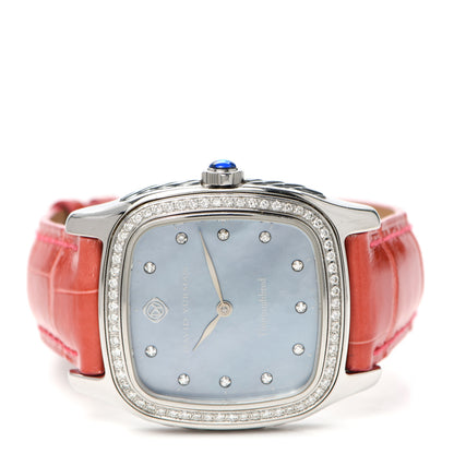David Yurman Stainless Steel Alligator Diamond Bezel Blue Mother of Pearl 32mm Thoroughbred Quartz Watch 2 of 5