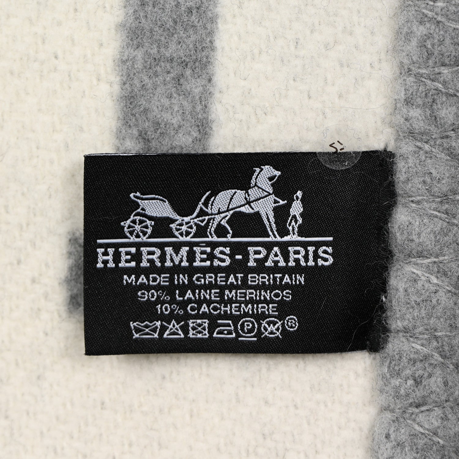 Hermes Wool Cashmere Avalon III Blanket Ecru Gris Clair 3 of 3