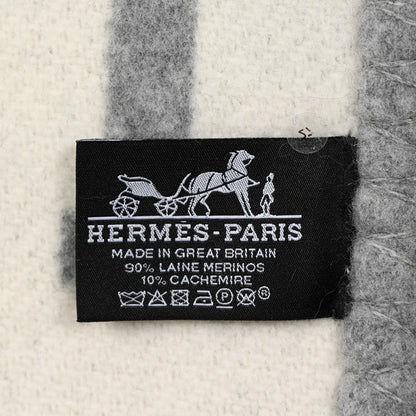 Hermes Wool Cashmere Avalon III Blanket Ecru Gris Clair 3 of 3