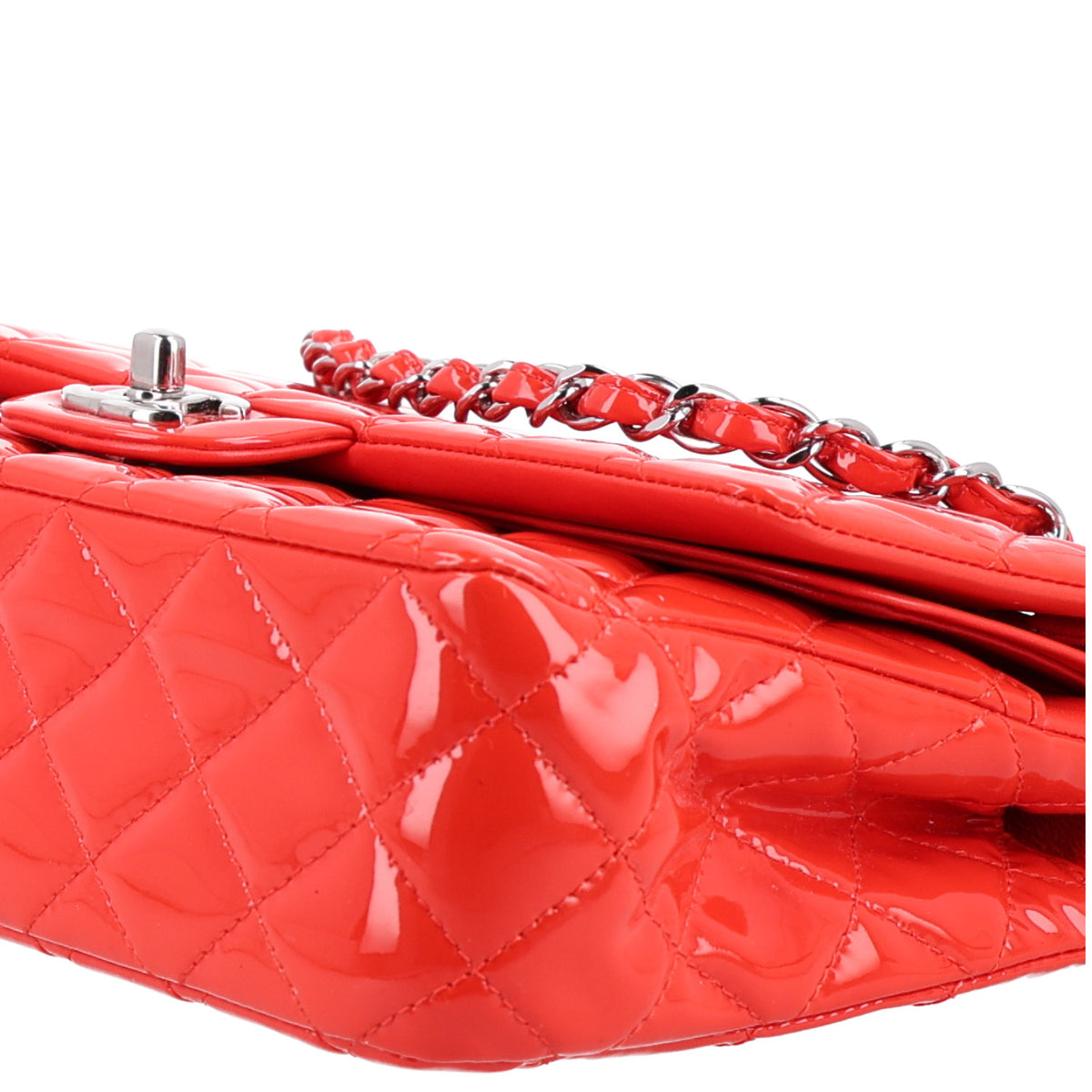 Chanel Patent Quilted Medium Double Flap Red 10 of 10