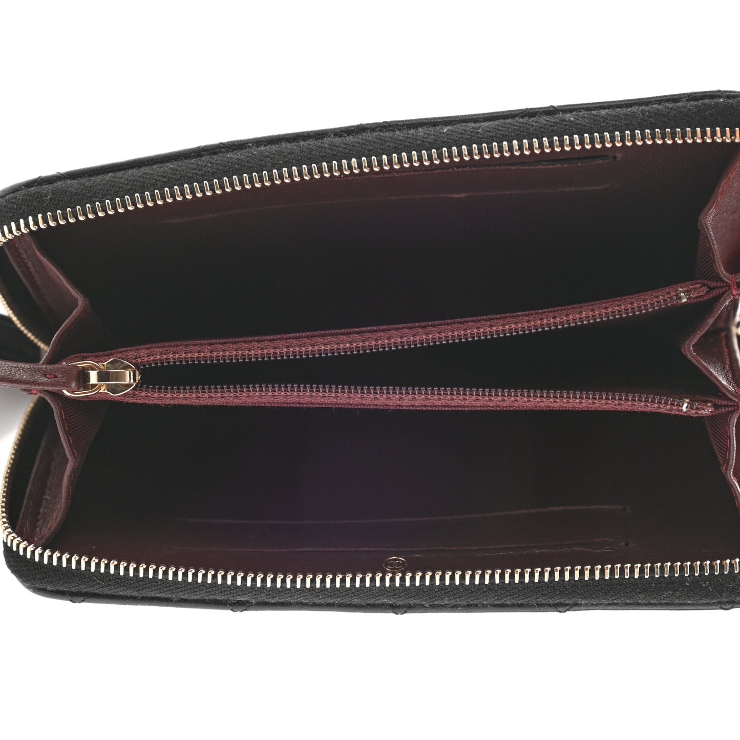 Lambskin Quilted Small Zip Around Wallet Black