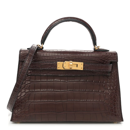 Hermes Matte Alligator Mini Kelly Sellier 20 Havane 1 of 11