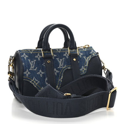 Louis Vuitton Taurillon Monogram Denim Drip Keepall XS Blue 3 of 8
