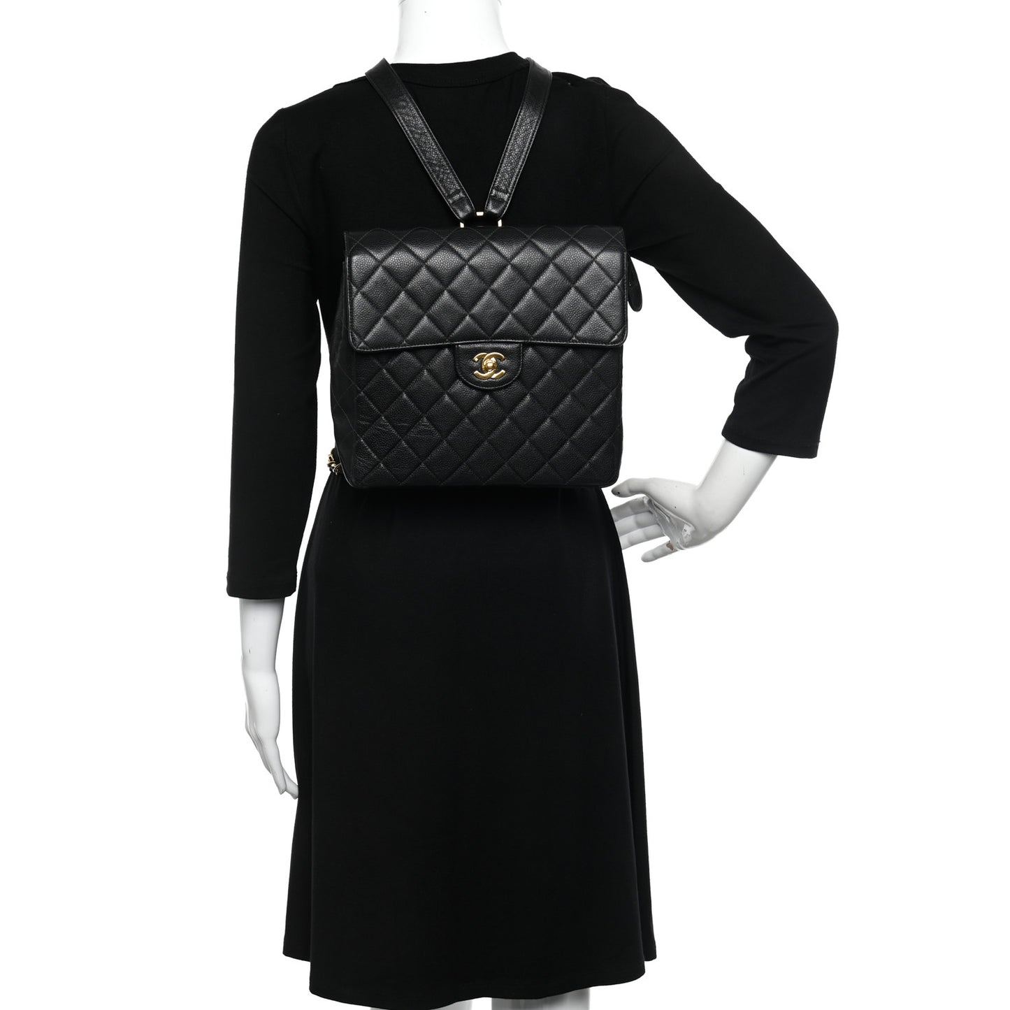 Caviar Quilted Backpack Black