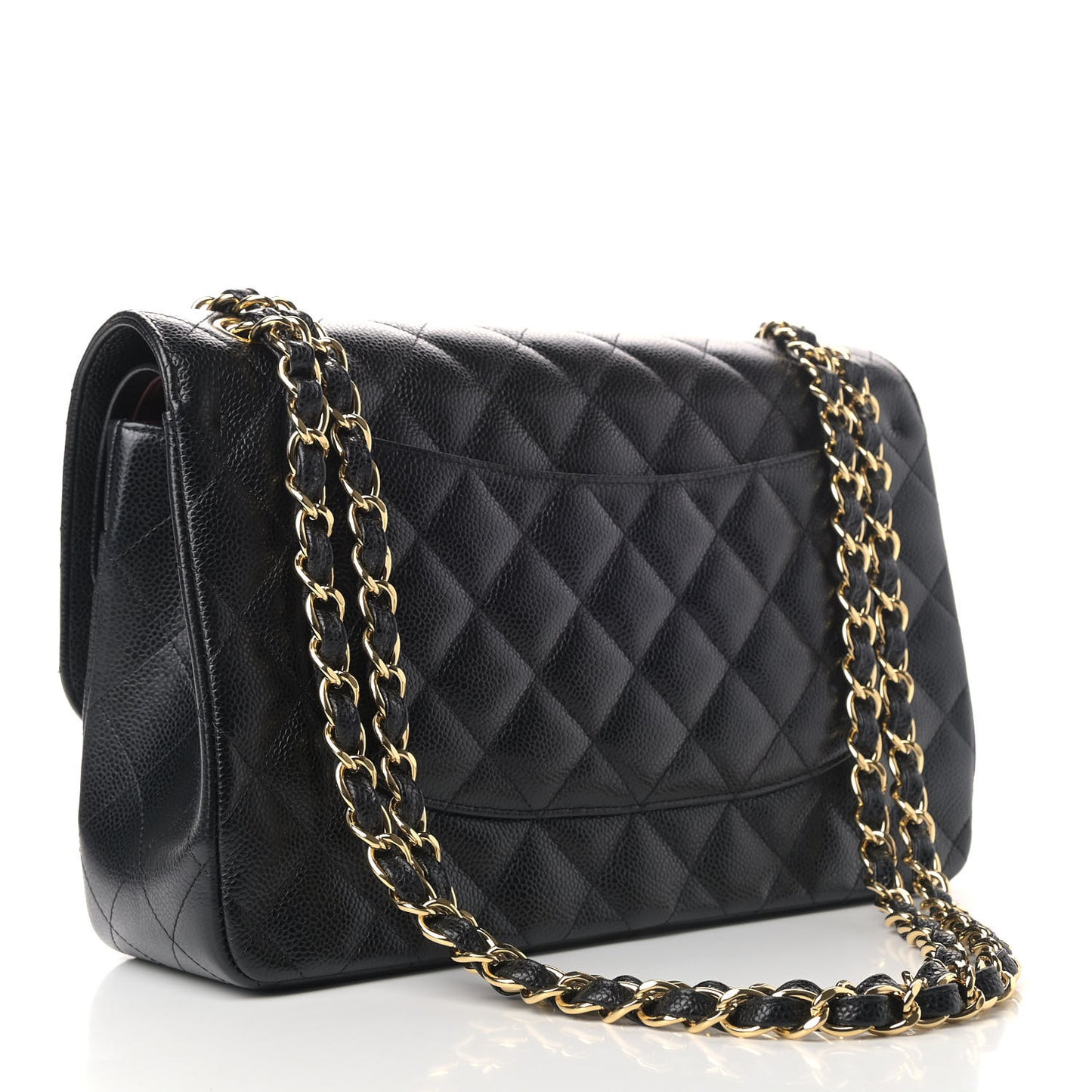 Caviar Quilted Jumbo Double Flap Black
