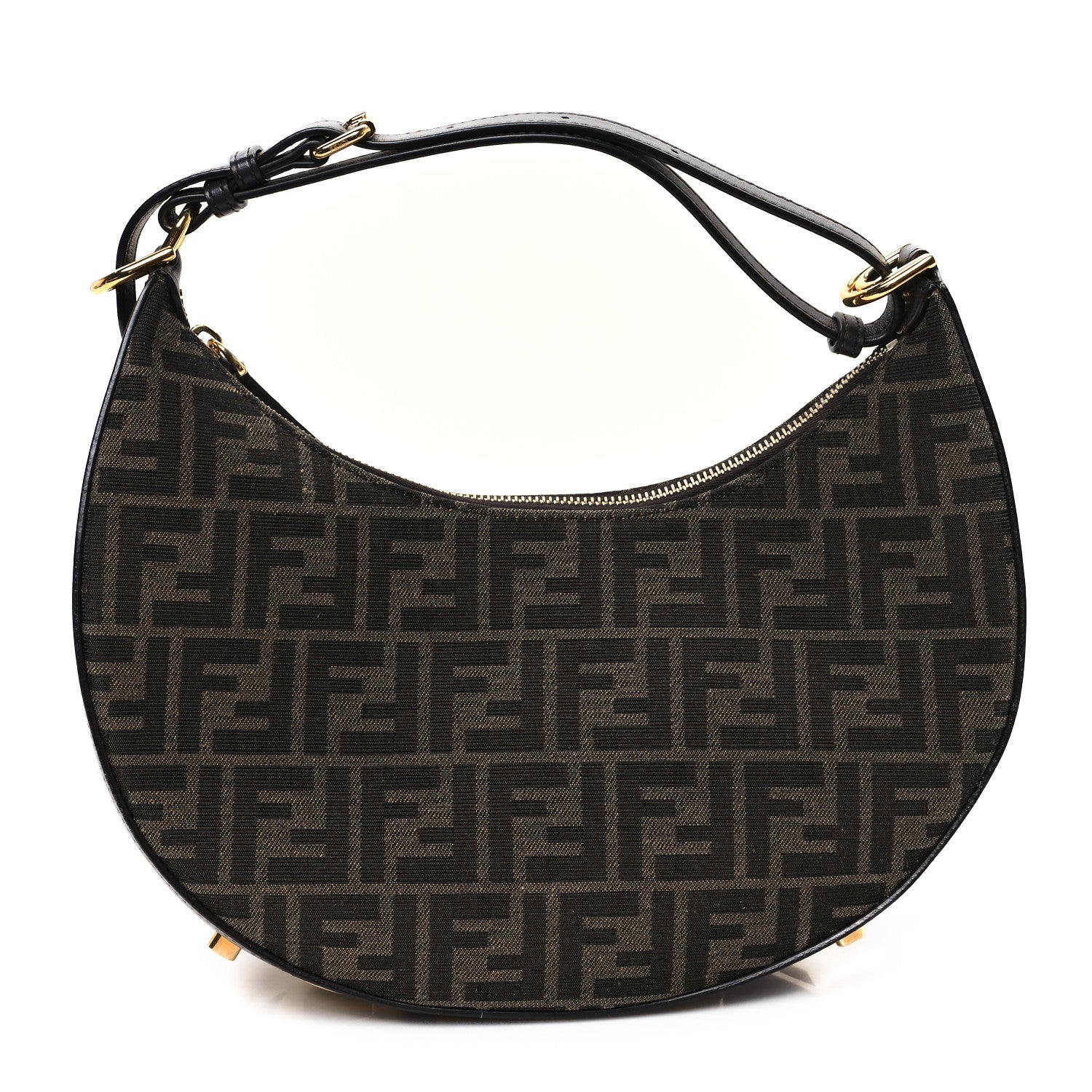 Fendi Fabric Jacquard Vitello Grace FF 1974 Small Fendigraphy Hobo Bag Tobacco Moro Ebano 1 of 10
