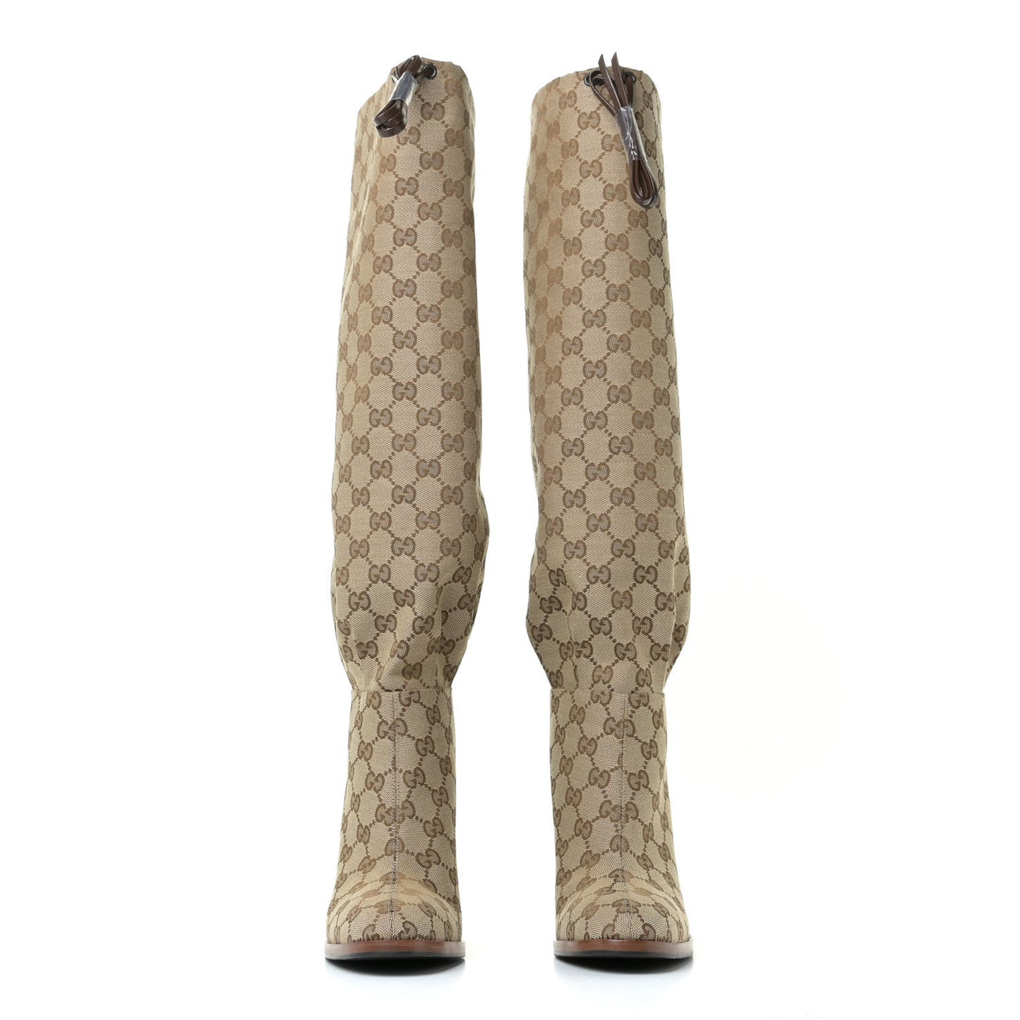 Monogram Over the Knee Boots 38.5 Beige Ebony