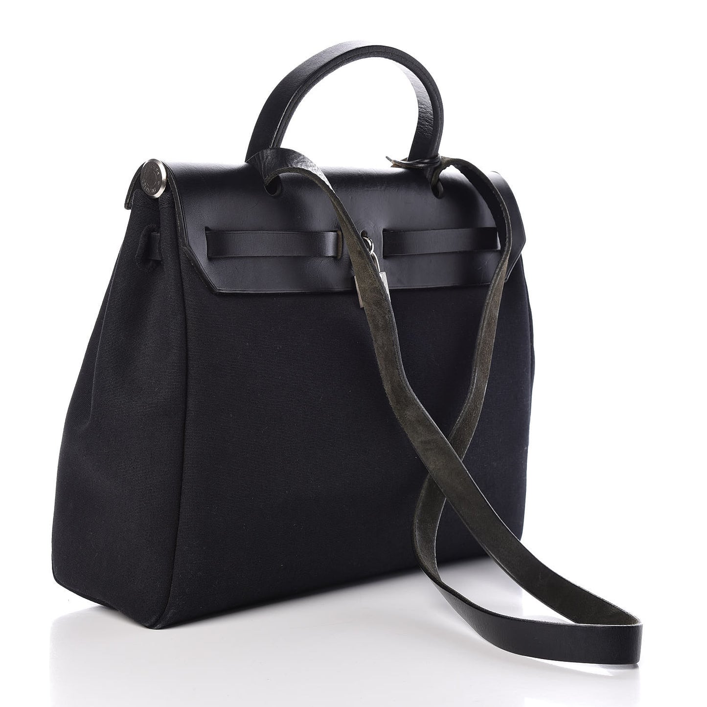 Toile Vache Calfskin Herbag 30 PM Black Natural