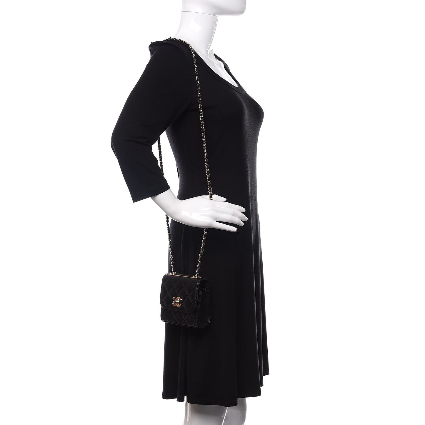 Lambskin Quilted Mini Trendy CC Chain Wallet Black