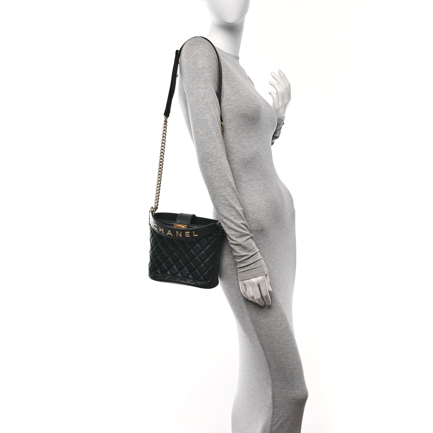 Chanel Calfskin Quilted Boy Bucket Bag Black 2 of 10