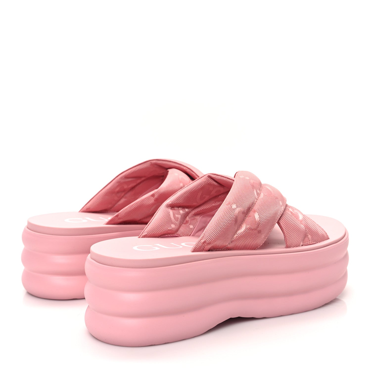 Gucci GG Nylon Platform Slide Sandals 39 Hopeful Pink 4 of 8
