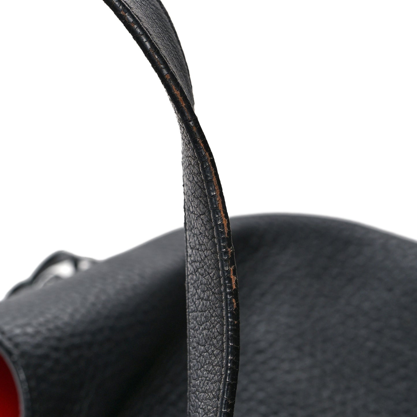Grained Calfskin Passage Fringe Shopping Tote Black