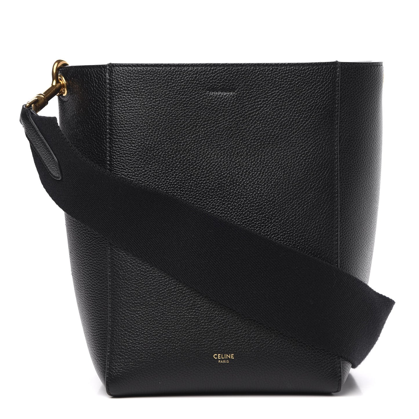 Soft Grained Calfskin Small Sangle Bucket Bag Black