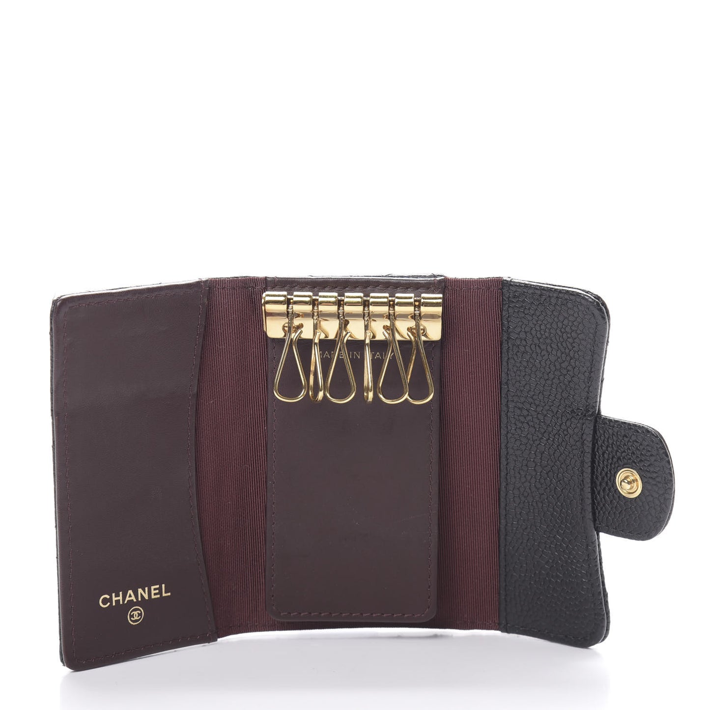 Caviar Quilted 6 Key Holder Black