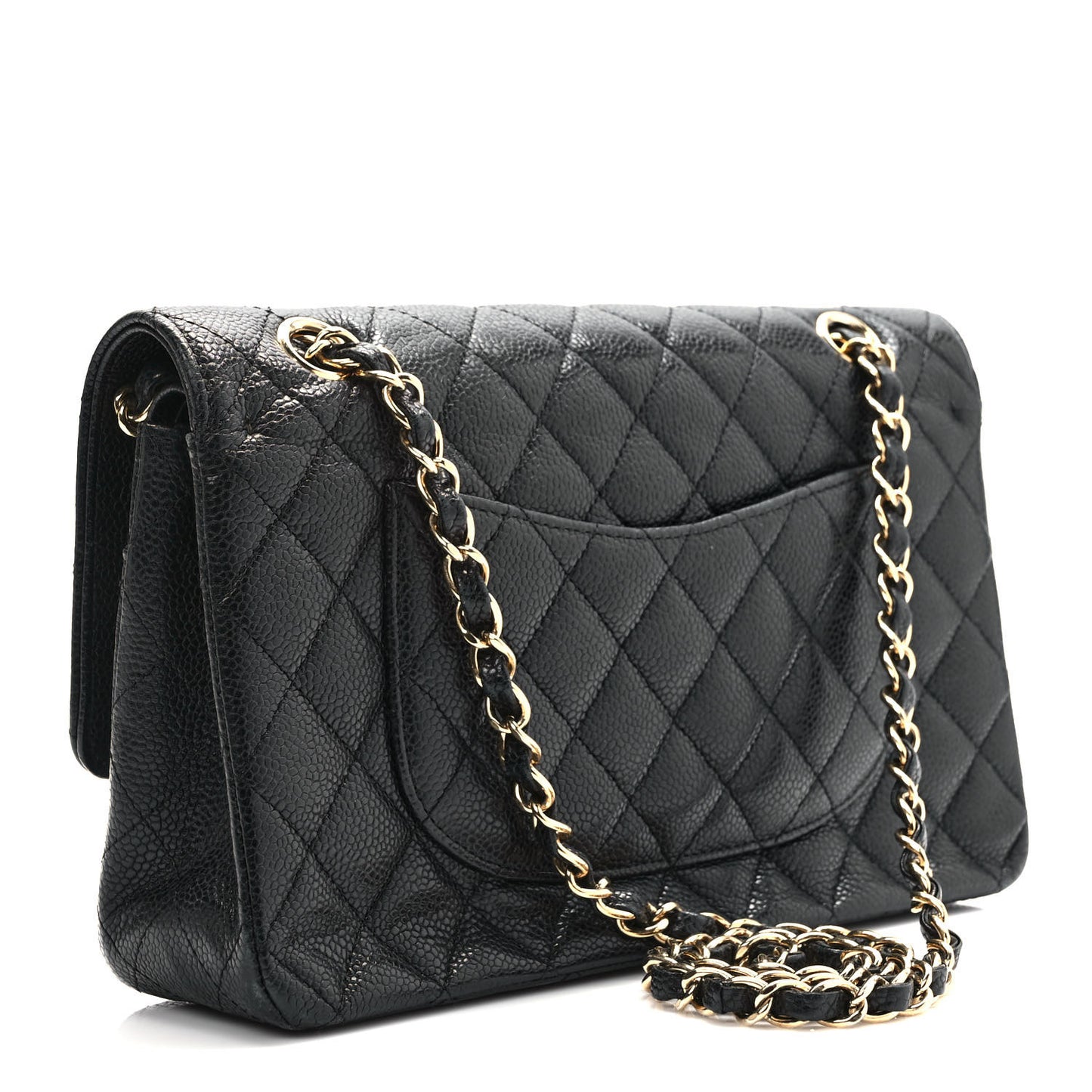 Caviar Quilted Medium Double Flap Black