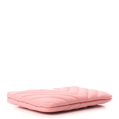 Chanel Flat Caviar Chevron Quilted Small Cosmetic Case Pink 4 of 7