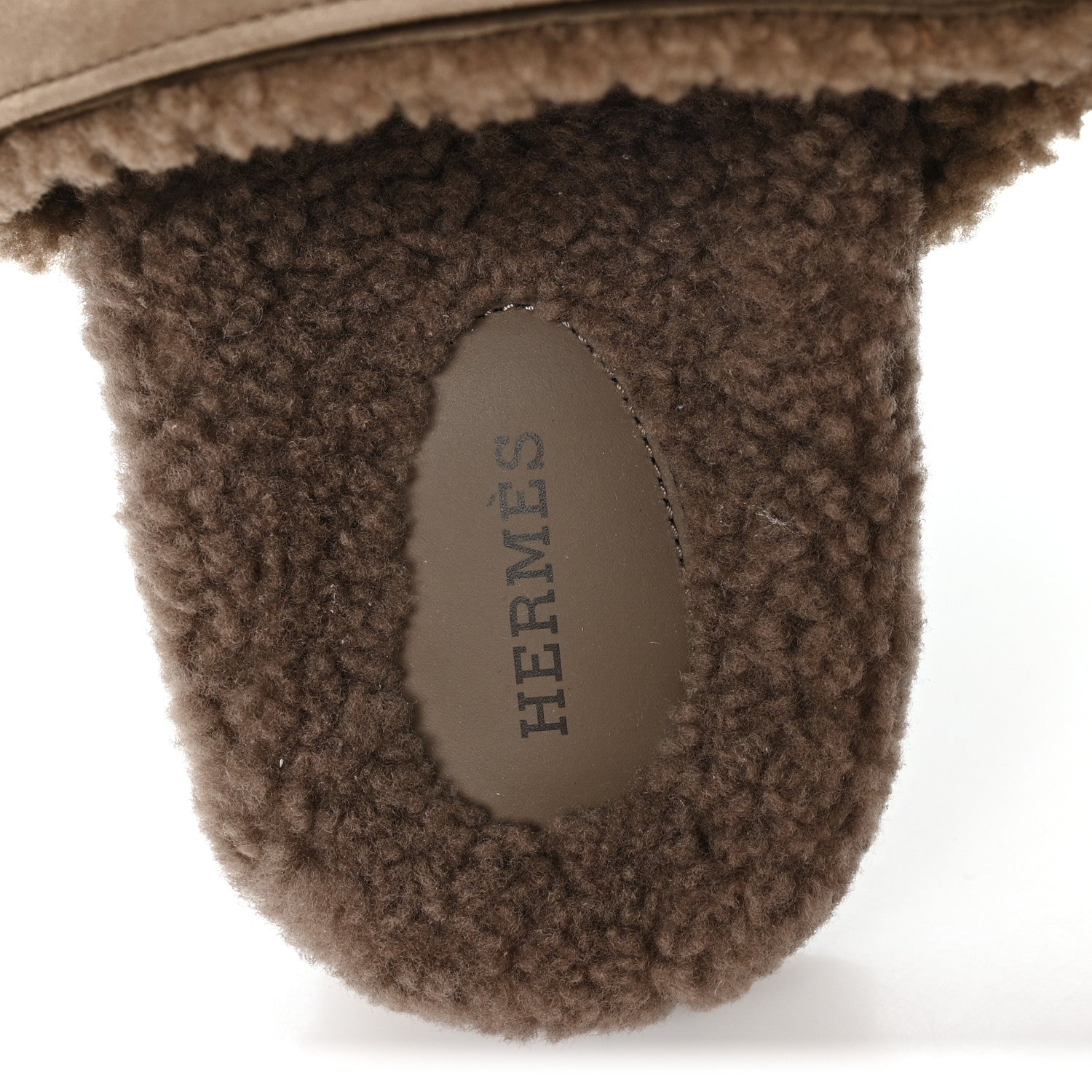 Hermes Suede Goatskin Woolskin Mens Chypre Sandals 42 Etoupe 8 of 9