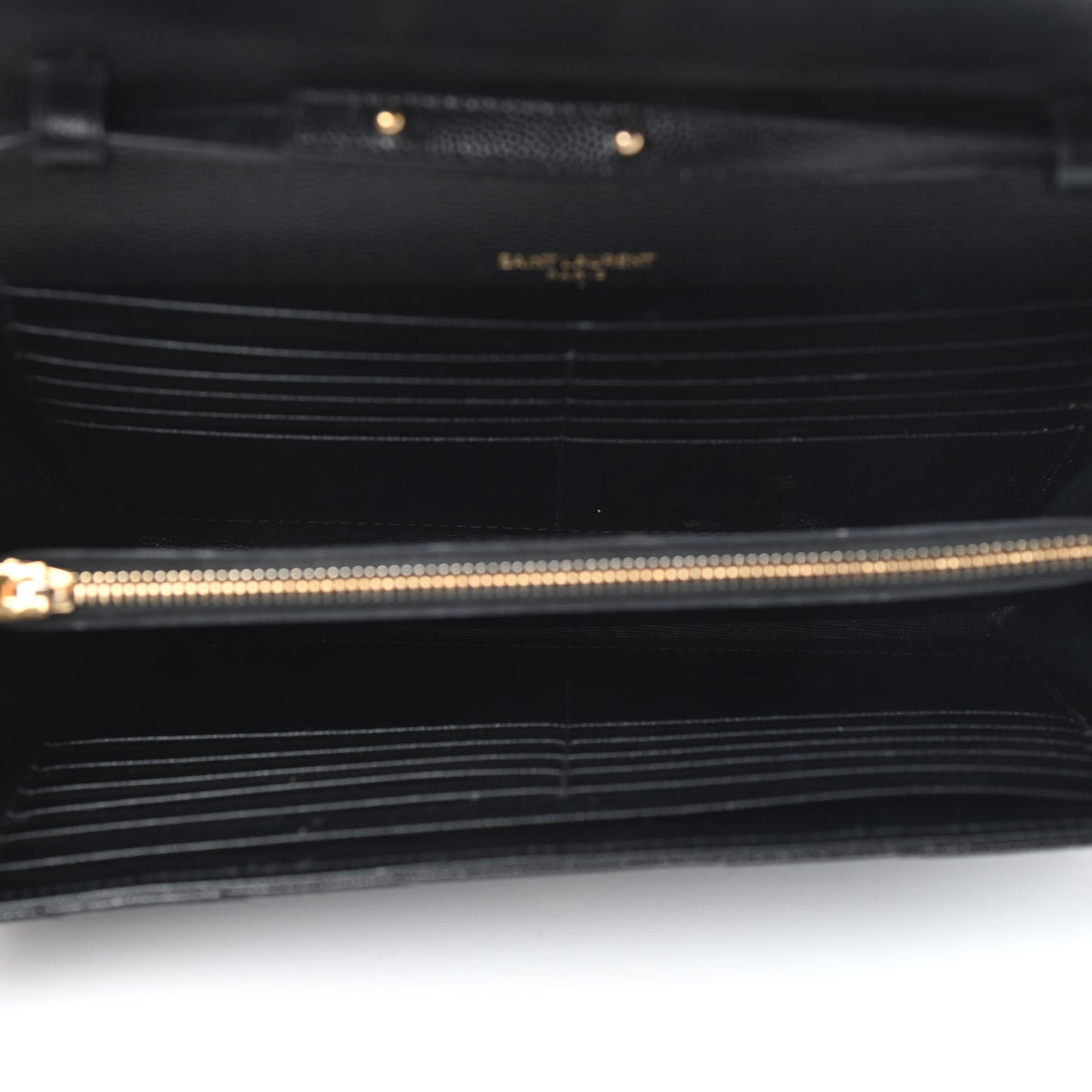 Grain De Poudre Matelasse Chevron Monogram Chain Wallet Black
