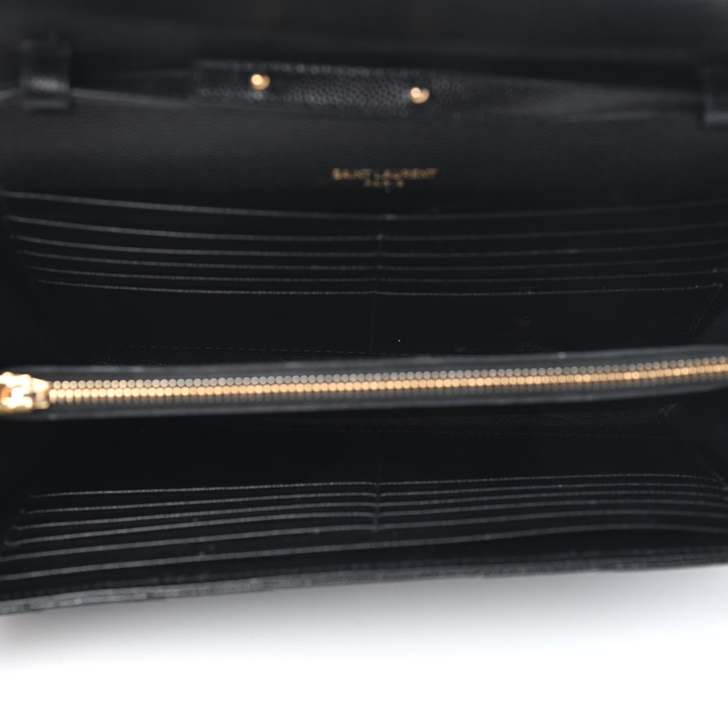 Saint Laurent Grain De Poudre Matelasse Chevron Monogram Chain Wallet Black 5 of 8
