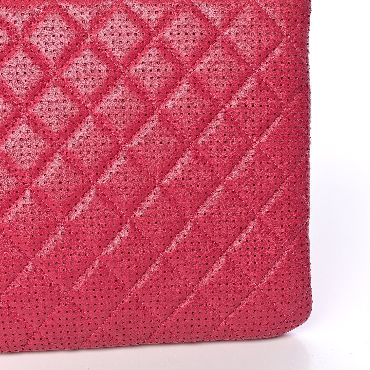 Chanel Perforated Lambskin Quilted Medium Zip Pouch Pink 13 of 14