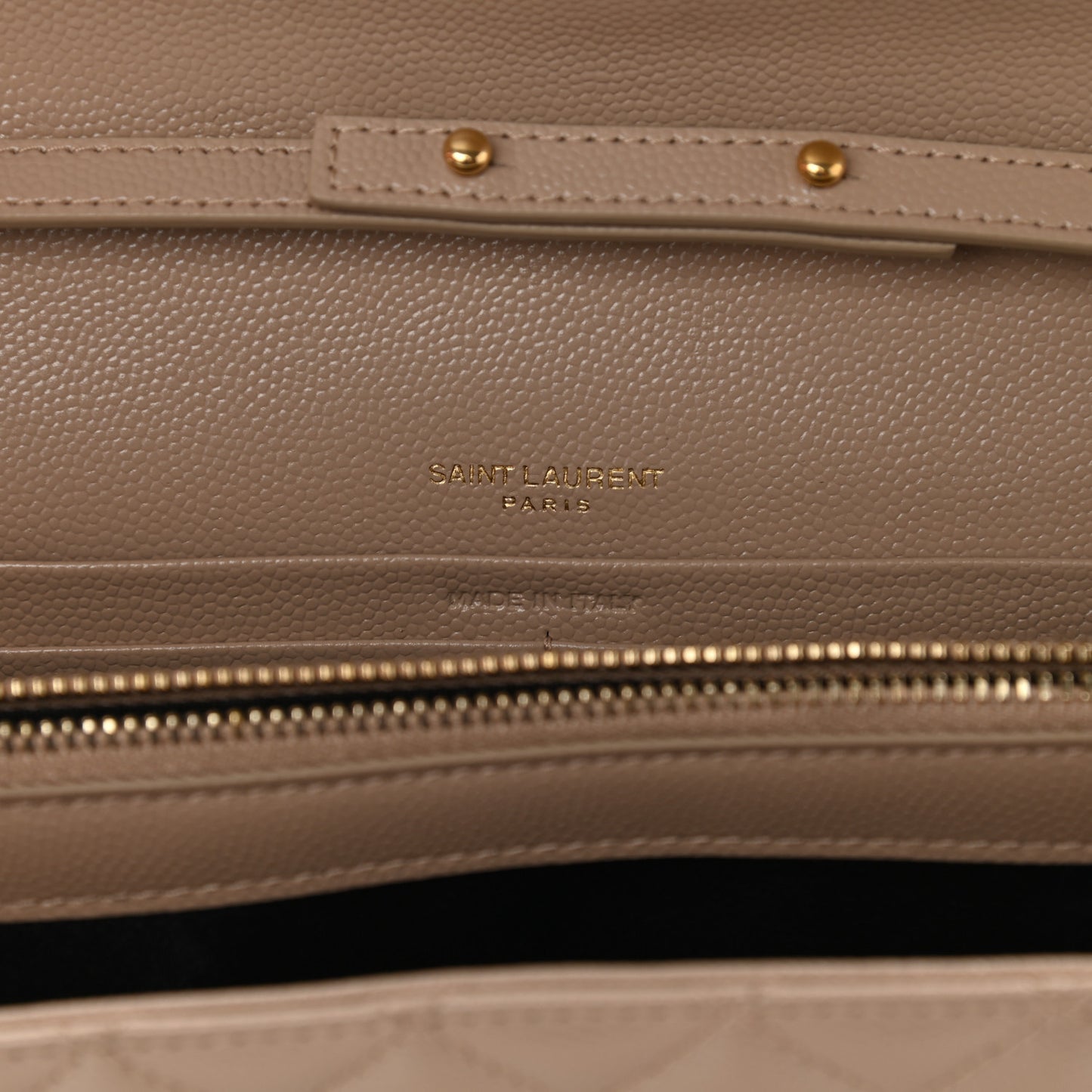 Grain De Poudre Mixed Matelasse Triquilt Monogram Chain Wallet Dark Beige