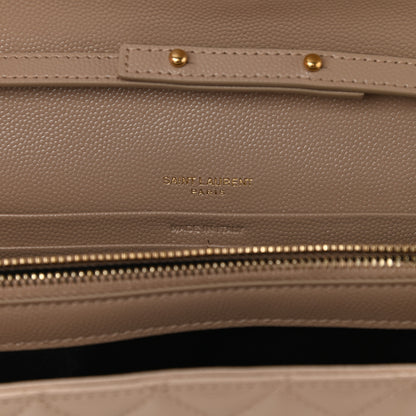 Saint Laurent Grain De Poudre Mixed Matelasse Triquilt Monogram Chain Wallet Dark Beige 6 of 9