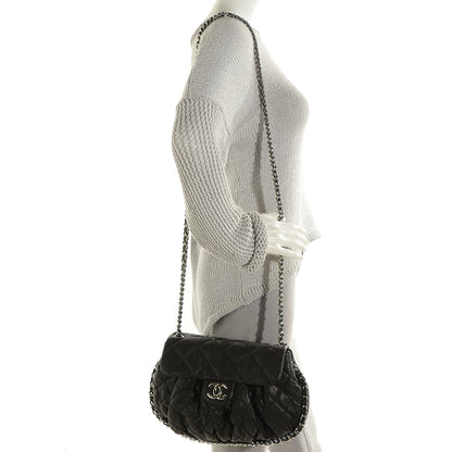 Chanel Washed Lambskin Quilted Medium Chain Around Messenger Black 2 of 8