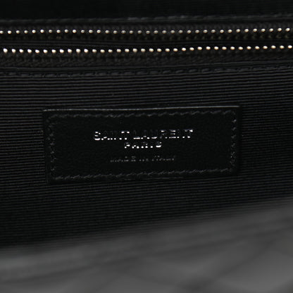Saint Laurent Grain De Poudre Textured Mixed Matelasse Large Triquilt Monogram Satchel Black 6 of 10