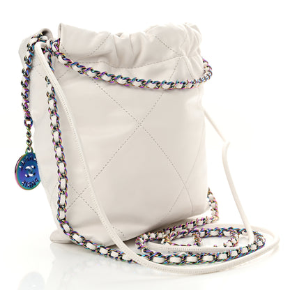 Chanel Shiny Calfskin Quilted Rainbow Mini Chanel 22 White 3 of 10