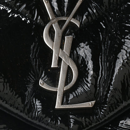 Saint Laurent Patent Lambskin Quilted Medium Loulou Puffer Monogram Chain Satchel Black 8 of 10