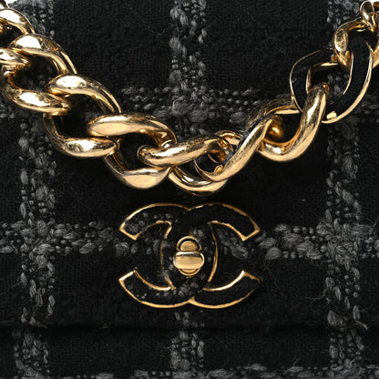 Chanel Wool Tweed Quilted Elegant Chain Flap Black Grey 8 of 11