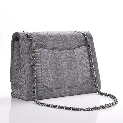 Chanel Matte Python Maxi Double Flap Grey 4 of 8