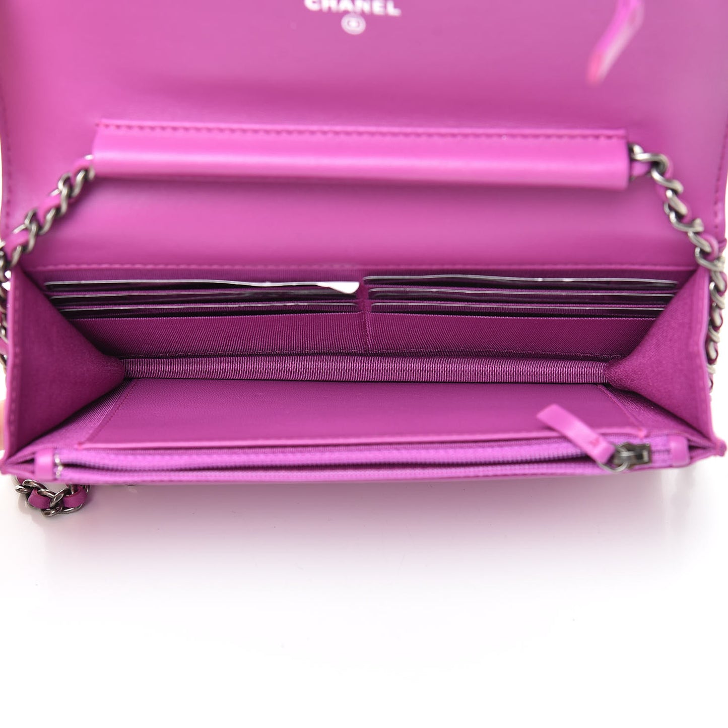 Lambskin Quilted Boy Wallet On Chain WOC Dark Pink