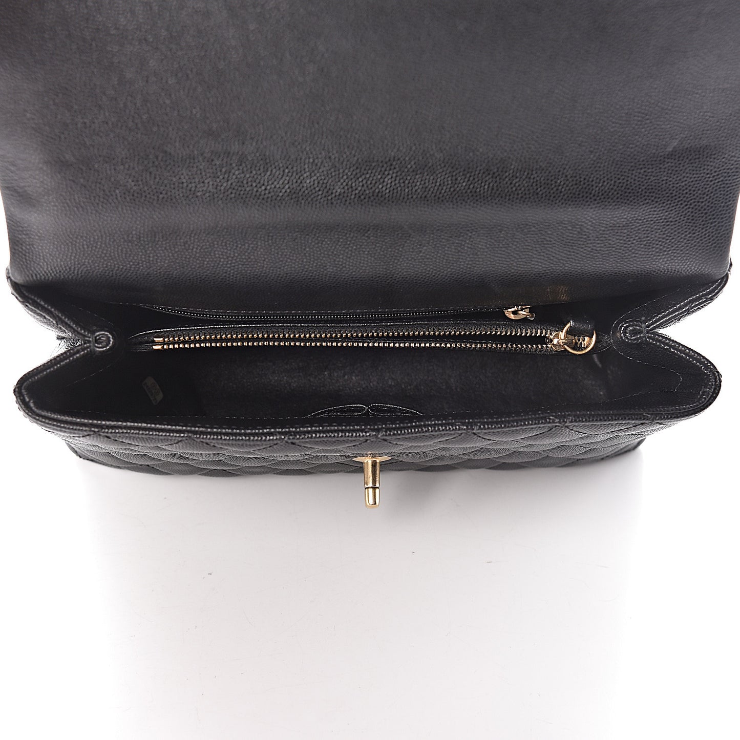 Caviar Lizard Quilted Small Coco Handle Flap Black