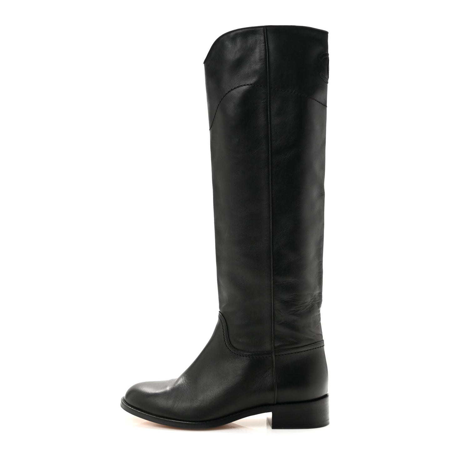 Calfskin Ascot Riding Boots 39.5 Black