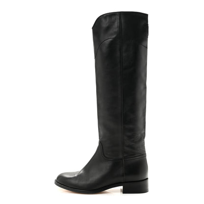 Chanel Calfskin Ascot Riding Boots 39.5 Black 1 of 9