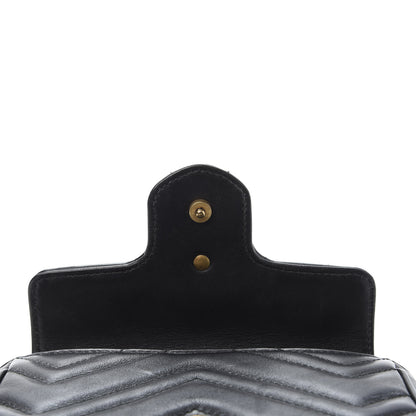 Gucci Calfskin Matelasse Super Mini GG Marmont Shoulder Bag Black 8 of 12