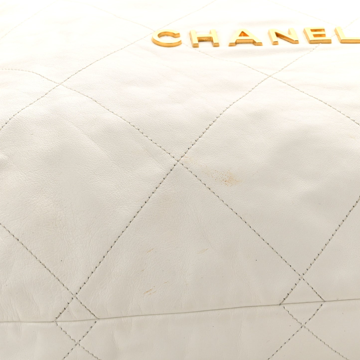 Shiny Calfskin Quilted Large Chanel 22 White