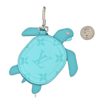 Louis Vuitton Monogram Calfskin Turtle Pouch Bag Charm Turquoise 2 of 4