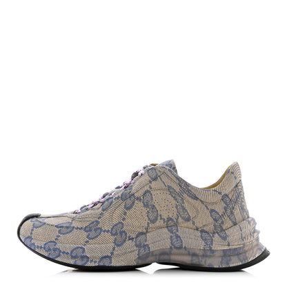 Gucci Ultralight Plume Calfskin Monogram Printed Womens Gucci Run Sneakers 38 Beige Blue 1 of 7