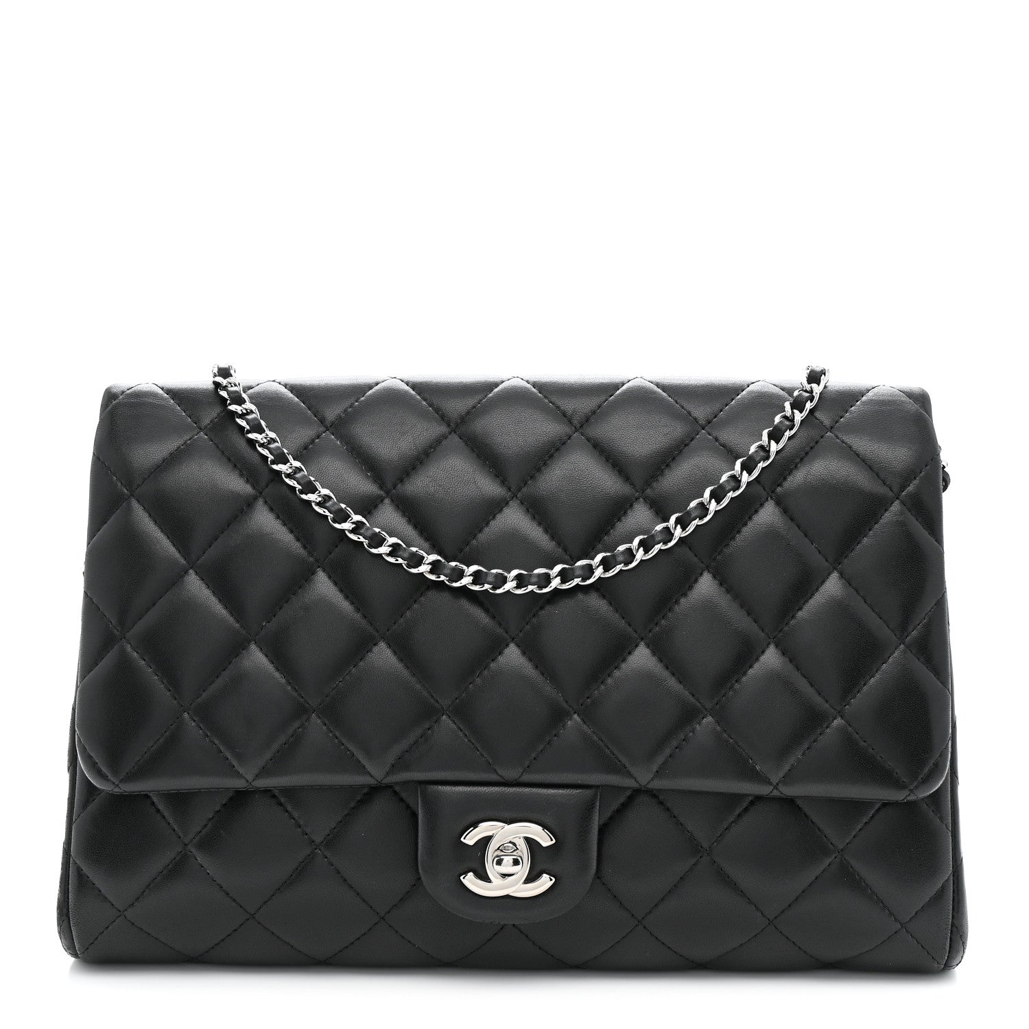 Chanel Lambskin Quilted Clutch With Chain Flap Black 1 of 14