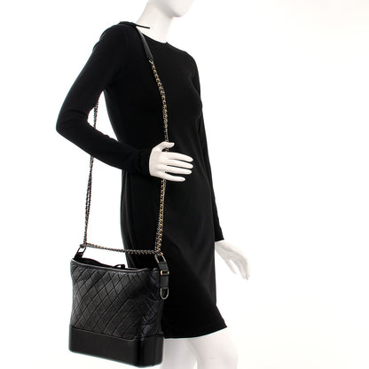 Chanel Aged Calfskin Quilted Large Gabrielle Hobo Black 2 of 8