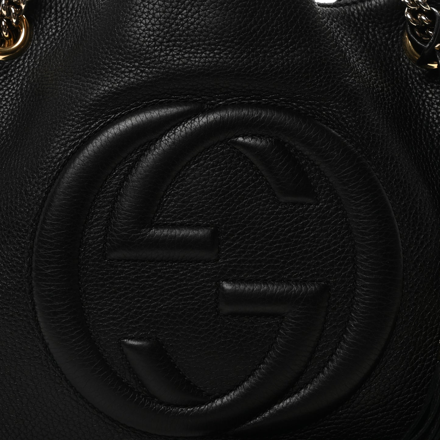 Pebbled Calfskin Medium Soho Chain Shoulder Bag Black