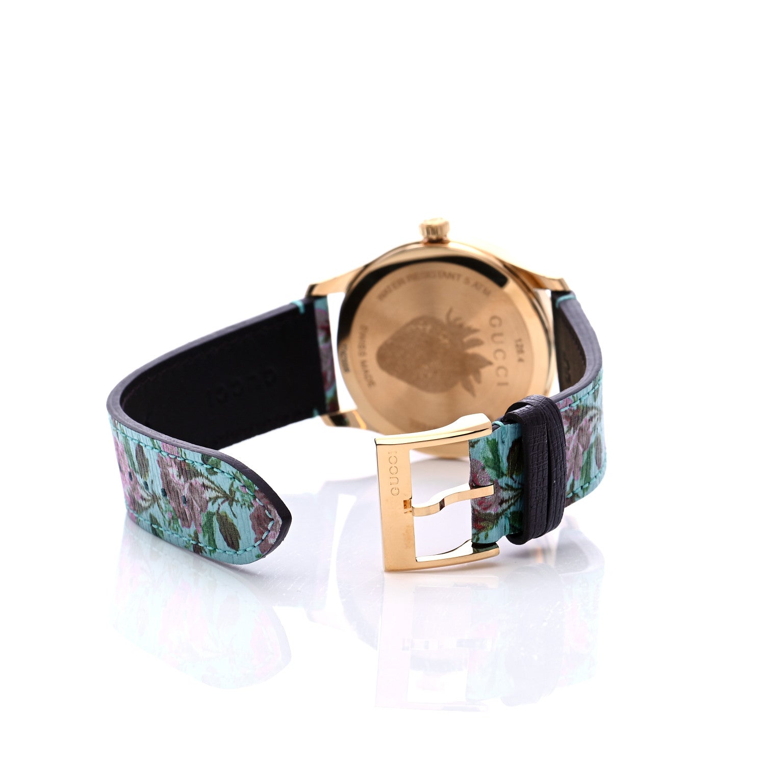 Gucci Stainless Steel Calfskin 38mm G-Timeless Floral Quartz Watch Blue 5 of 8