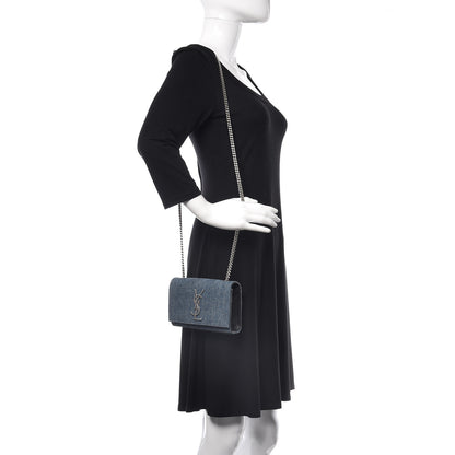 Saint Laurent Denim Small Classic Monogram Kate Satchel Blue 2 of 11